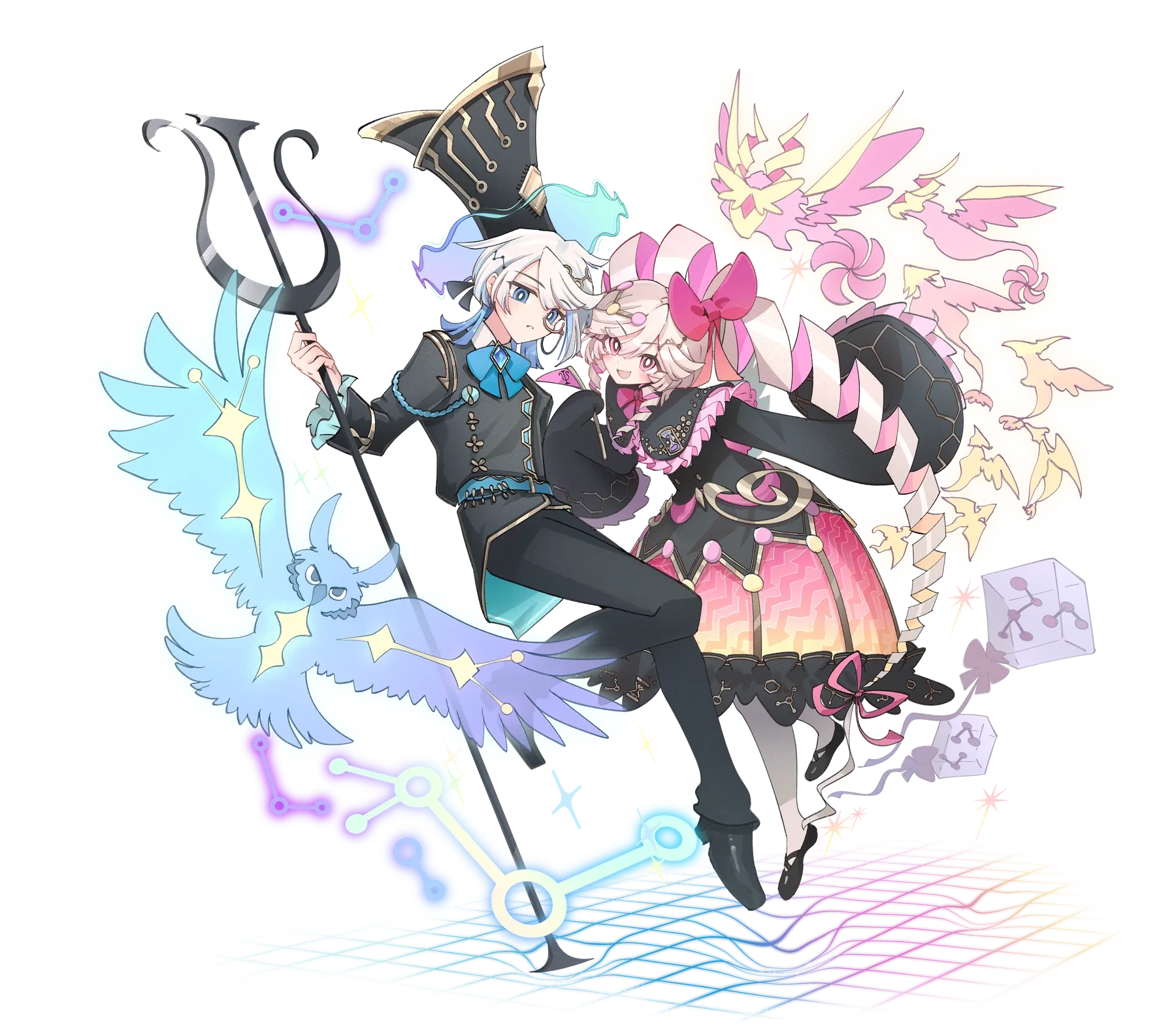 計算化学を擬人化したキャラクターのイラスト